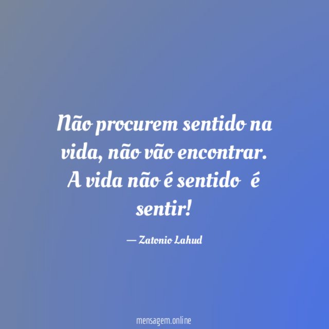 Não procurem sentido na vida