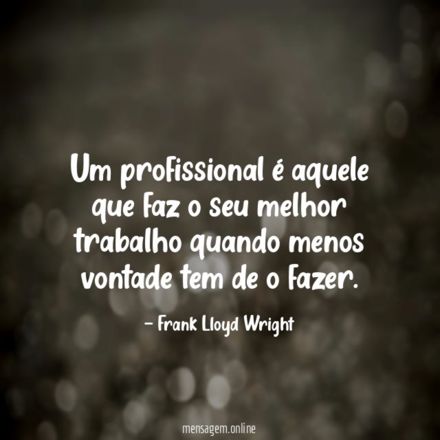 Um profissional é aquele que faz o seu