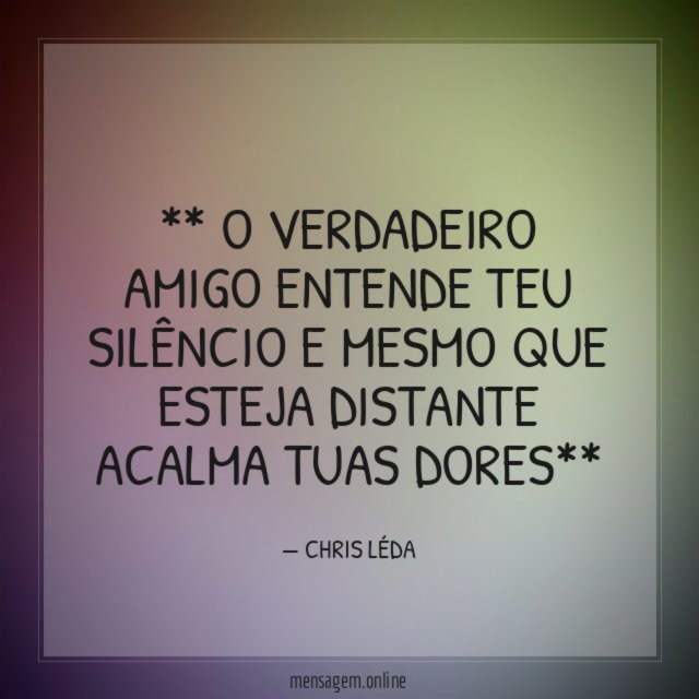 ** O VERDADEIRO AMIGO ENTENDE TEU SILÊNCIO E