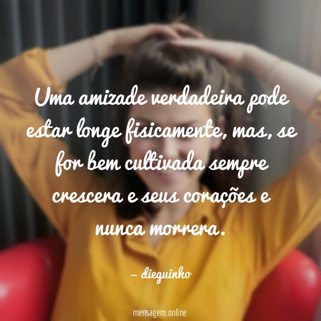 Uma amizade verdadeira pode estar longe fisicamente