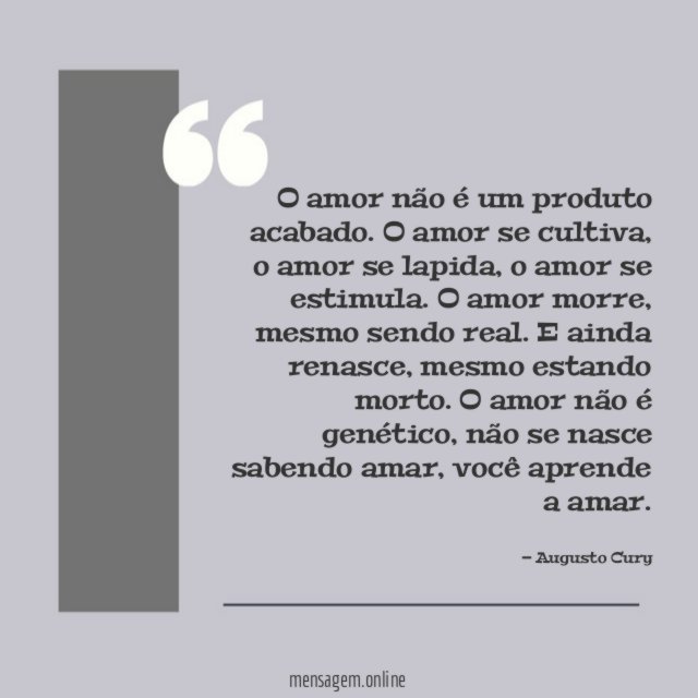 O amor não é um produto acabado
