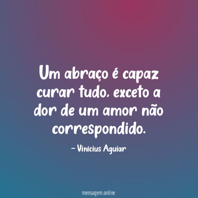 Um abraço é capaz curar tudo