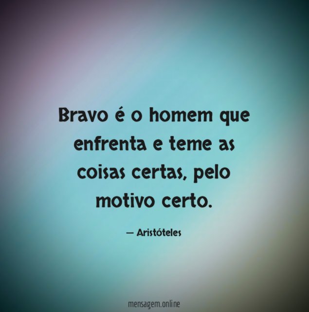 Bravo é o homem que enfrenta e teme as coisas certas