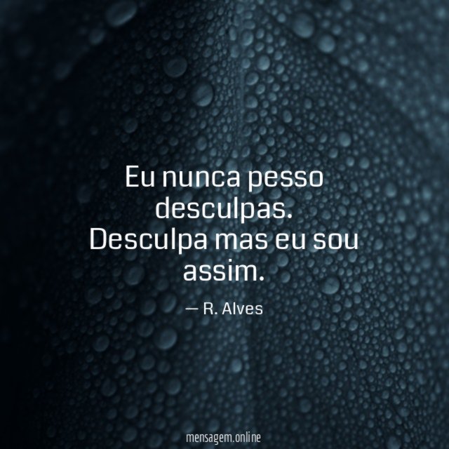 Eu nunca pesso desculpas
