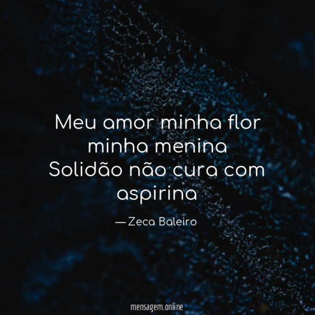 Meu amor minha flor minha menina Solidão não cura