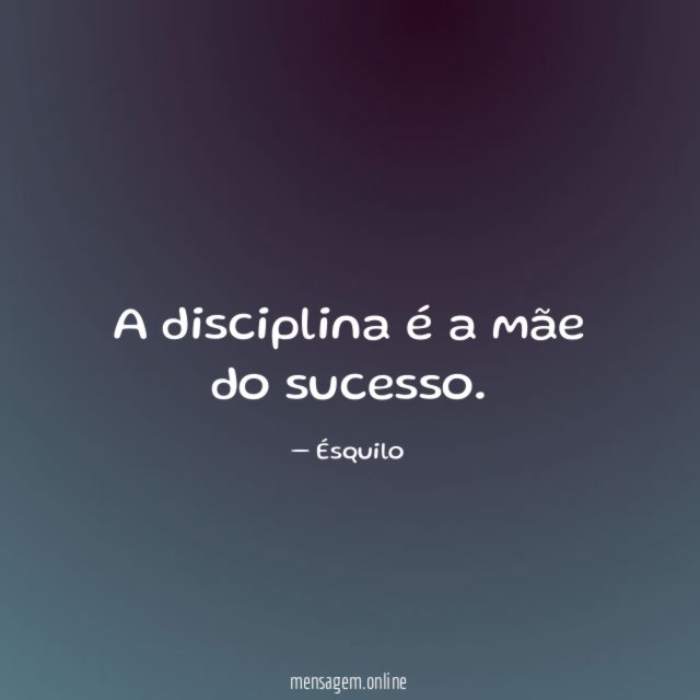 A disciplina é a mãe do sucesso