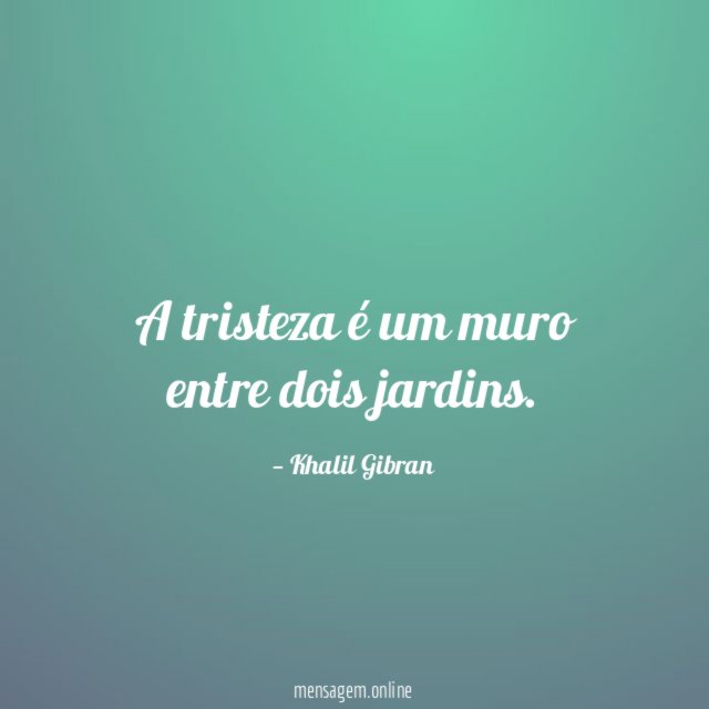 A tristeza é um muro entre dois jardins
