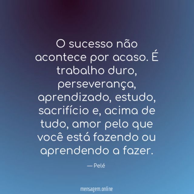 O sucesso não acontece por acaso