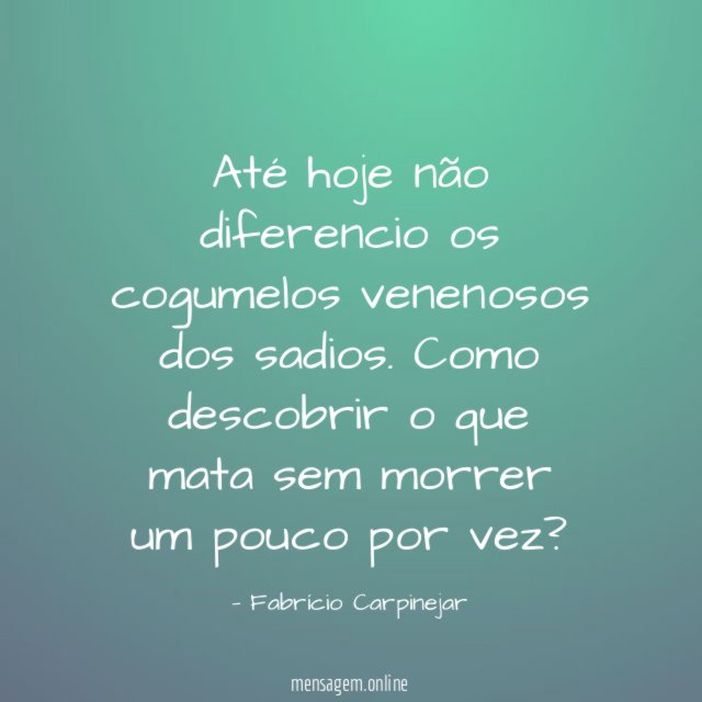 Até hoje não diferencio os cogumelos venenosos dos sadios