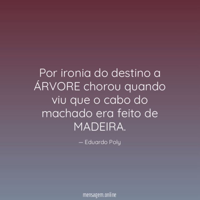 Por ironia do destino a ÁRVORE chorou quando