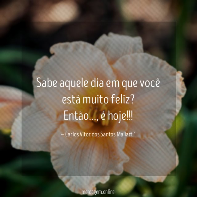 Sabe aquele dia em que você está muito feliz
