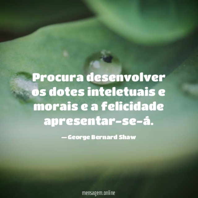 Procura desenvolver os dotes inteletuais e morais e a felicidade apresentar-se-á