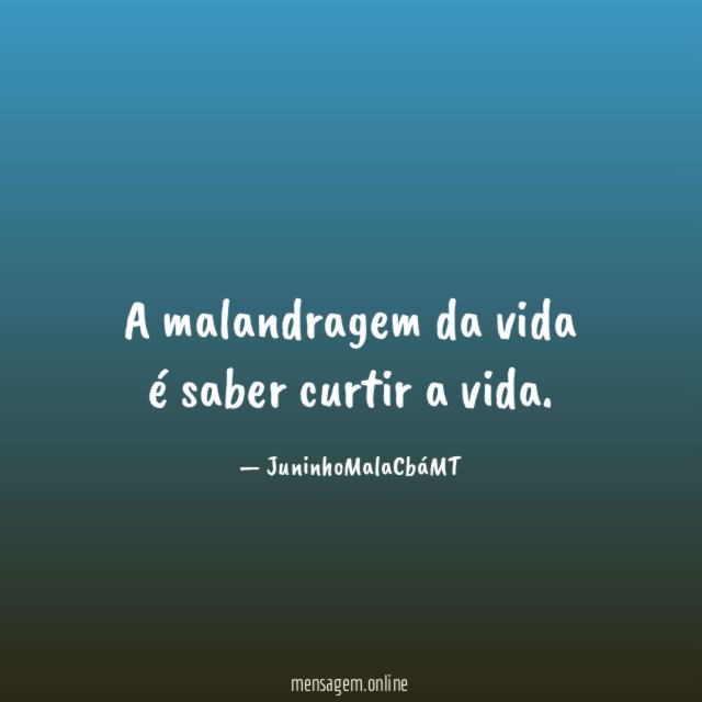A malandragem da vida é saber curtir a vida