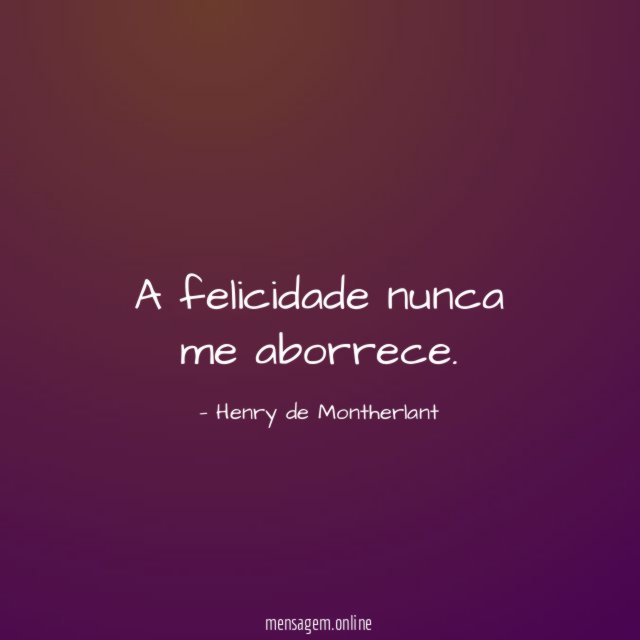 A felicidade nunca me aborrece