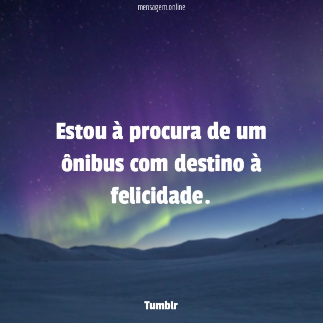 Estou à procura de um ônibus com destino à felicidade