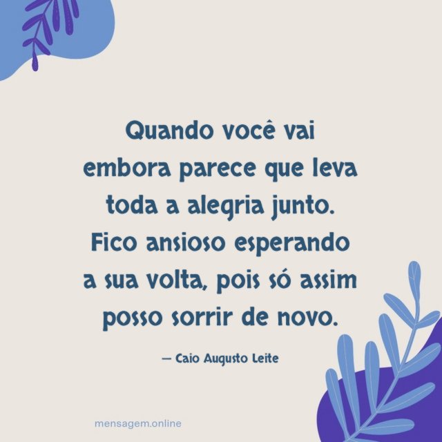 Quando você vai embora parece que leva toda a alegria junto