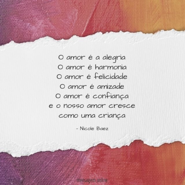O amor é a alegria O amor é harmonia
