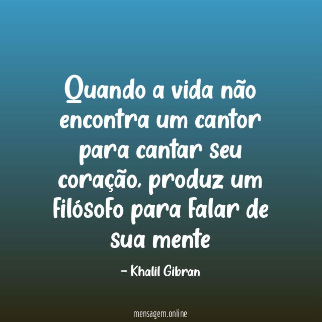 Quando a vida não encontra um cantor para