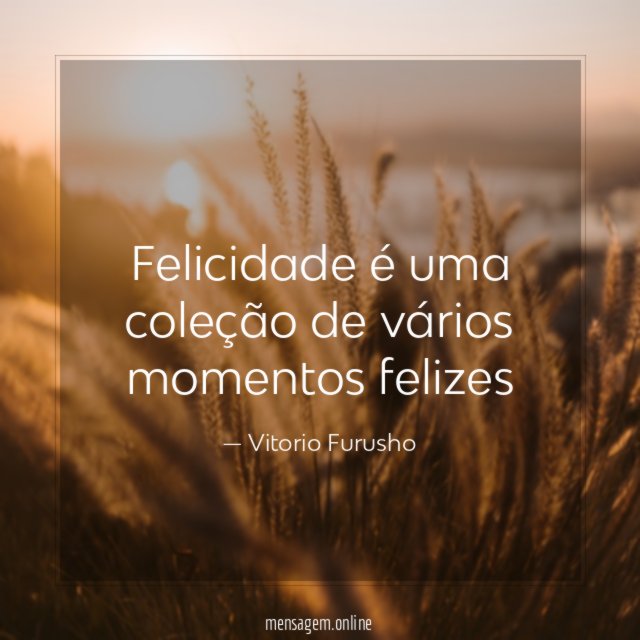 Felicidade é uma coleção de vários momentos felizes