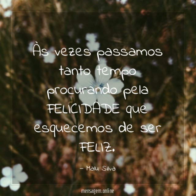 Às vezes passamos tanto tempo procurando pela FELICIDADE