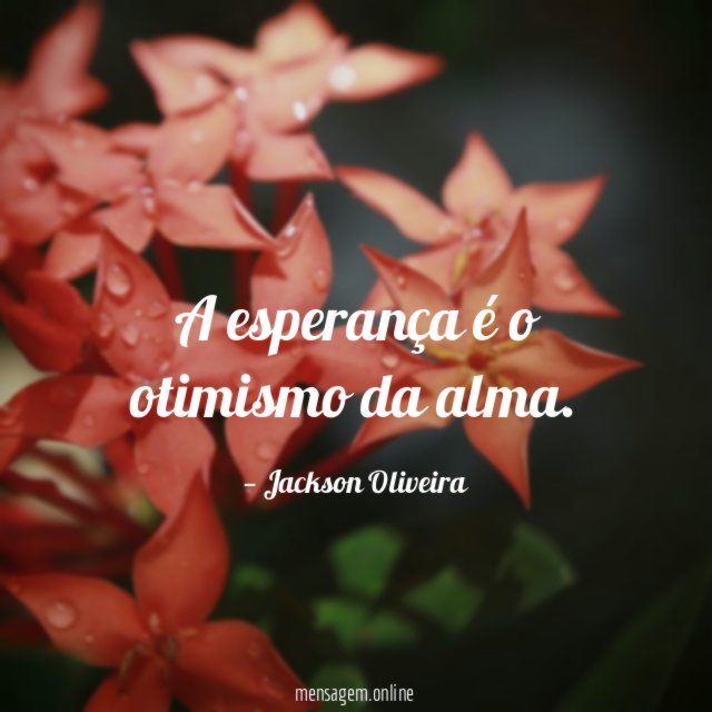 A esperança é o otimismo da alma