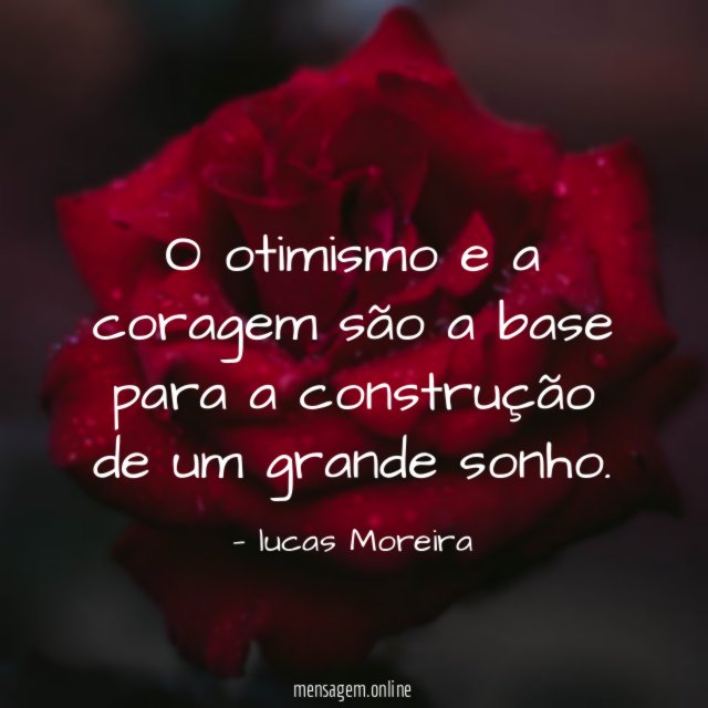 O otimismo e a coragem são a base
