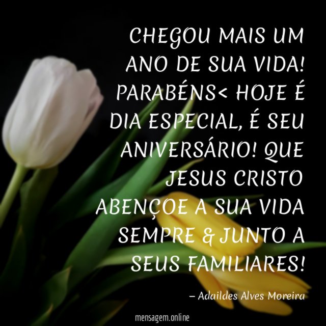 CHEGOU MAIS UM ANO DE SUA VIDA