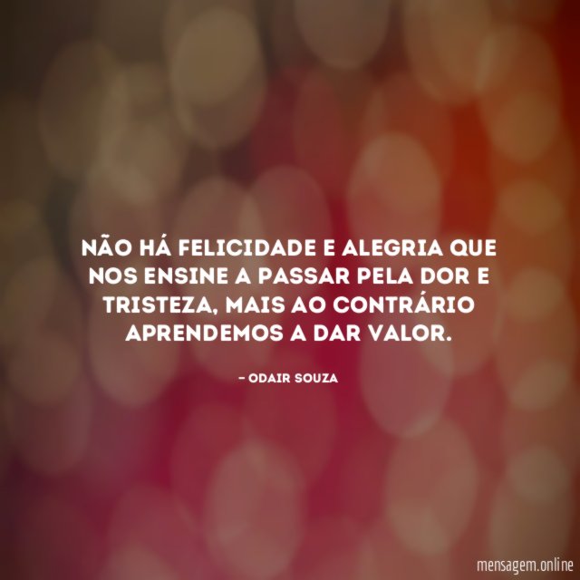 Não há felicidade e alegria que nos ensine