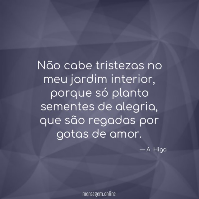 Não cabe tristezas no meu jardim interior
