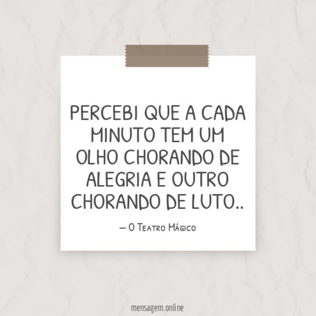 Percebi que a cada minuto tem um olho
