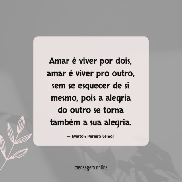 Amar é viver por dois