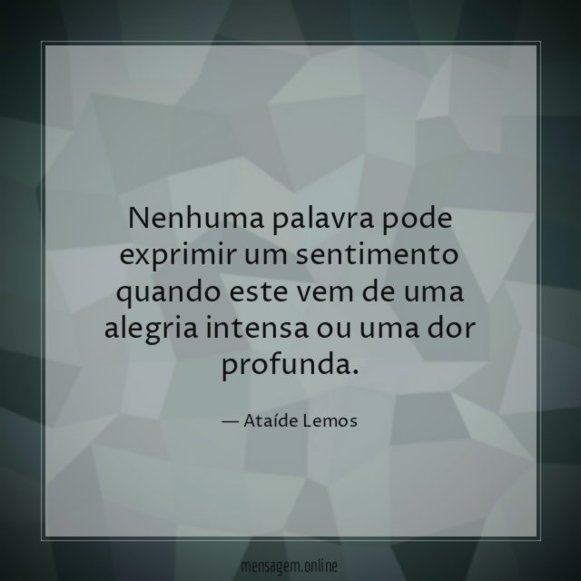 Nenhuma palavra pode exprimir um sentimento quando este