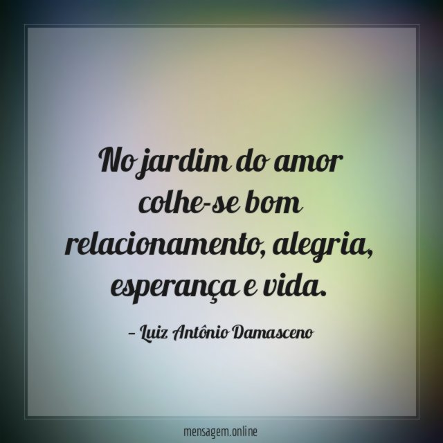 No jardim do amor colhe-se bom relacionamento