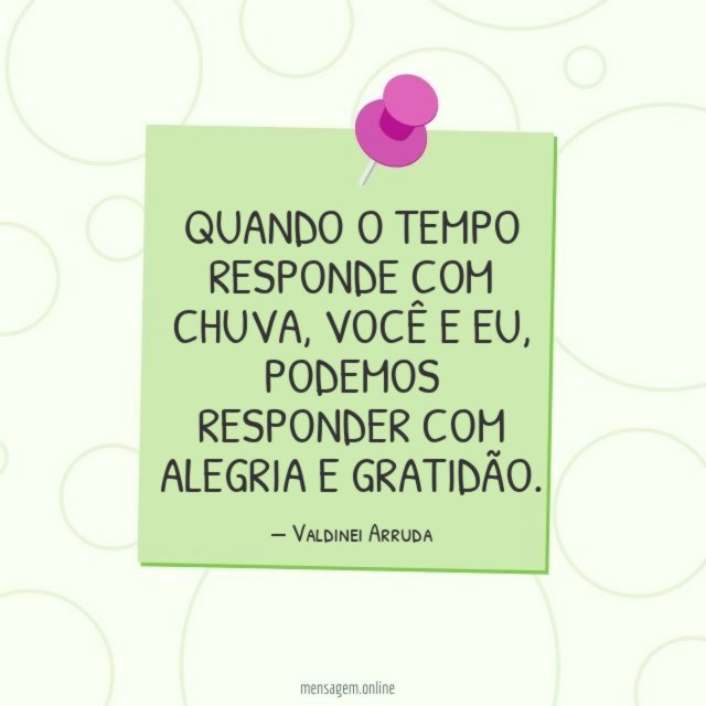 QUANDO O TEMPO RESPONDE COM CHUVA
