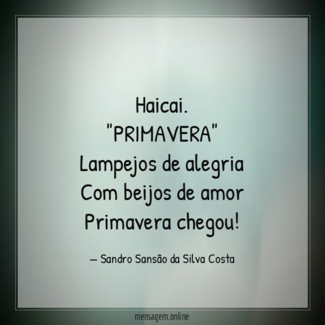 Haicai. "PRIMAVERA"