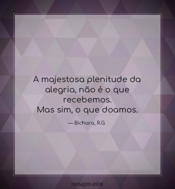 A majestosa plenitude da alegria