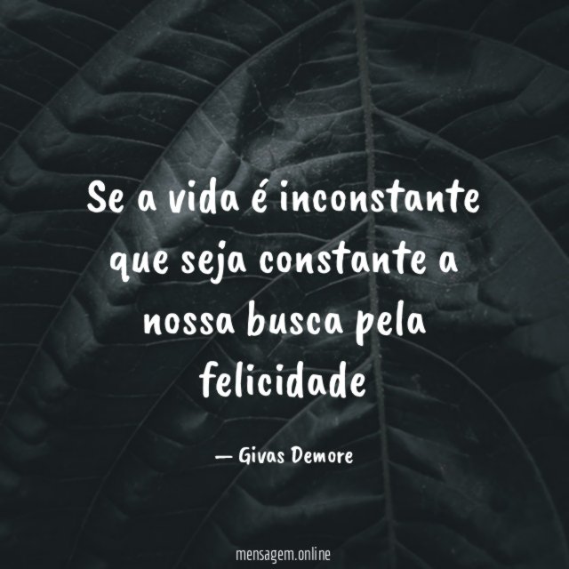 Se a vida é inconstante que seja constante a nossa busca pela felicidade