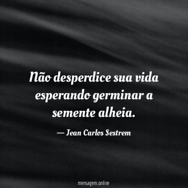Não desperdice sua vida esperando germinar a semente alheia