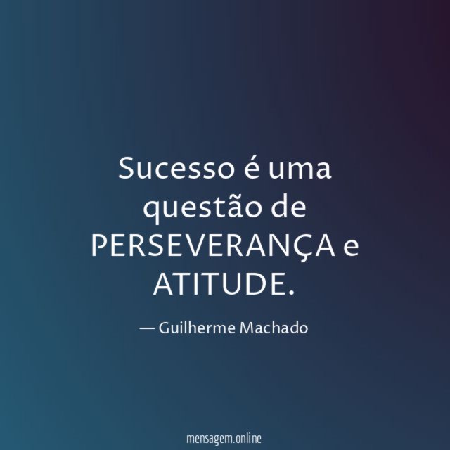 Sucesso é uma questão de PERSEVERANÇA e ATITUDE