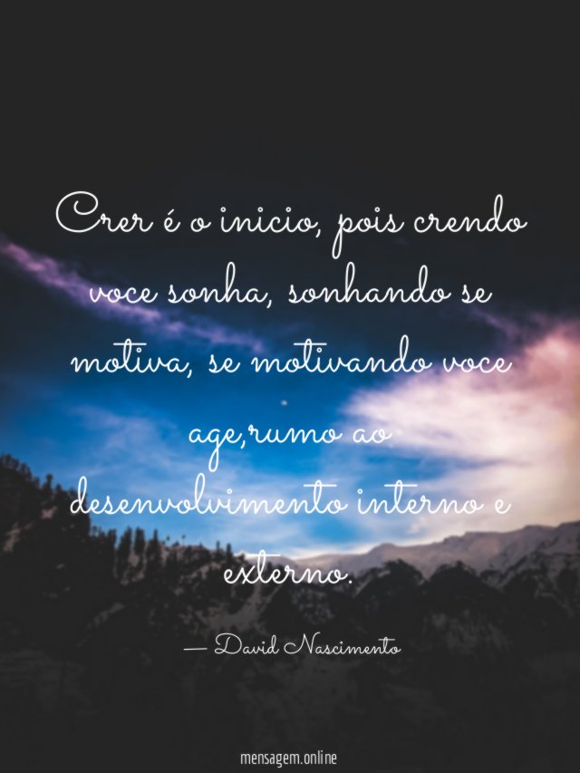 Crer é o inicio