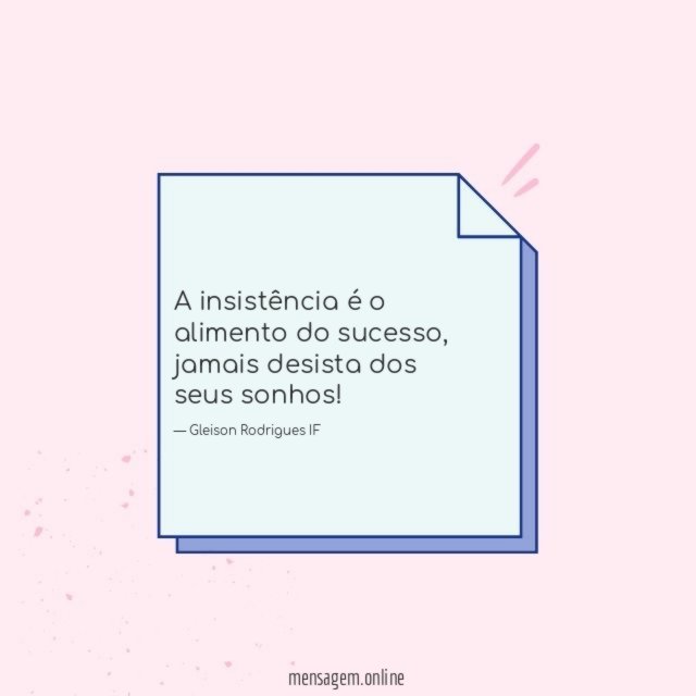A insistência é o alimento do sucesso
