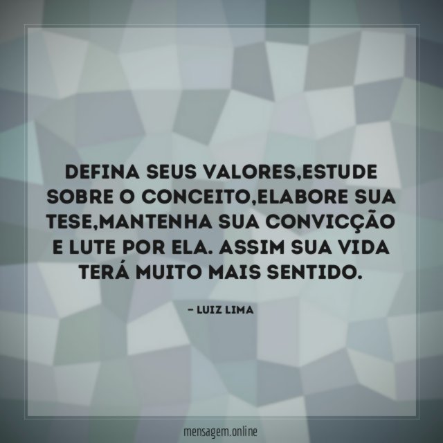 Defina seus valores