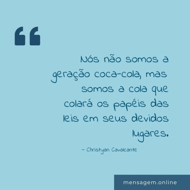 Nós não somos a geração coca-cola