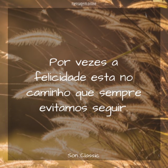 Por vezes a felicidade esta no caminho que sempre evitamos seguir