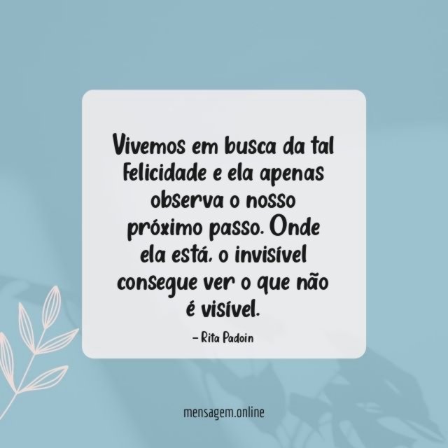 Vivemos em busca da tal felicidade e ela