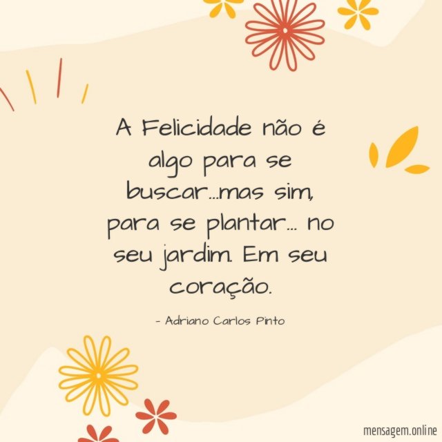 A Felicidade não é algo para se buscar