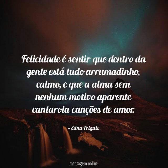 Felicidade é sentir que dentro da gente está tudo arrumadinho