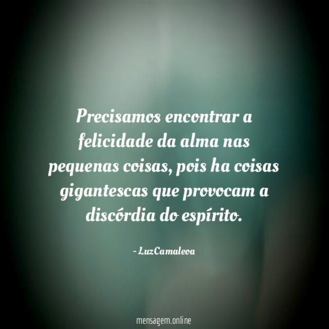 Precisamos encontrar a felicidade da alma nas pequenas coisas