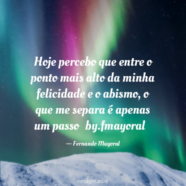 Hoje percebo que entre o ponto mais alto