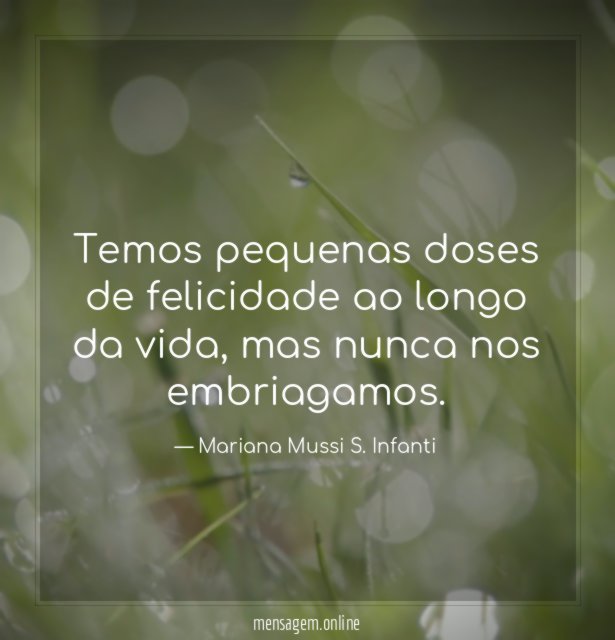 Temos pequenas doses de felicidade ao longo da vida